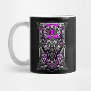 Mecha robot head shield card design Mug